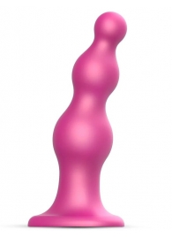 Розовая насадка Strap-On-Me Dildo Plug Beads size L - Strap-on-me - купить с доставкой в Курске