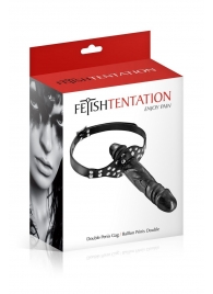 Черный кляп-фаллоимитатор Double Penis Gag - Fetish Tentation - купить с доставкой в Курске