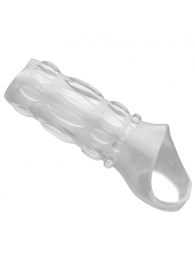 Насадка на пенис с кольцом для мошонки Clear Sensations Enhancer Sex Sleeve - 11,5 см. - XR Brands - в Курске купить с доставкой