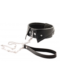 Черный ошейник-воротничок с металлическим поводком - Crazy Handmade - купить с доставкой в Курске