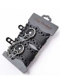 Ажурные наручники из черной кожи - Crazy Handmade - купить с доставкой в Курске Ажурные наручники из черной кожи - Crazy Handmade - купить с доставкой в Курске