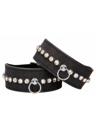 Черные наручники Diamond Studded Wrist Cuffs - Shots Media BV - купить с доставкой в Курске