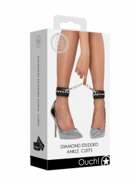 Черные поножи Diamond Studded Ankle Cuffs - Shots Media BV - купить с доставкой в Курске