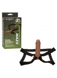 Коричневый фаллопротез Life-Like Extension with Harness - 17,75 см. - California Exotic Novelties - купить с доставкой в Курске