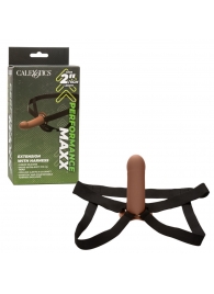 Коричневый фаллопротез из силикона Extension with Harness - 15,75 см. - California Exotic Novelties - купить с доставкой в Курске