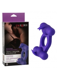 Фиолетовое эрекционное виброкольцо с двумя моторами Silicone Rechargeable Triple Orgasm Enhancer - California Exotic Novelties - в Курске купить с доставкой