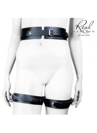 Черный кожаный пояс с гартерами - S-M - Notabu - купить с доставкой в Курске