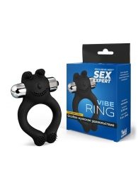 Черное силиконовое эрекционное виброкольцо Sex Expert - Sex Expert - в Курске купить с доставкой