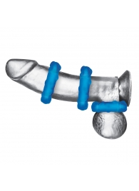 Комплект из трех голубых эрекционных колец 3-Pack Ribbed Rider Cock Ring Set - BlueLine - в Курске купить с доставкой