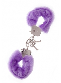 Фиолетовые меховые наручники METAL HANDCUFF WITH PLUSH LAVENDER - Dream Toys - купить с доставкой в Курске