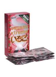 Презервативы Sagami Xtreme Strawberry c ароматом клубники - 10 шт. - Sagami - купить с доставкой в Курске