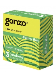 Ультратонкие презервативы Ganzo Ultra thin - 3 шт. - Ganzo - купить с доставкой в Курске