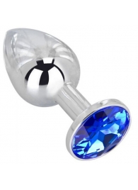 Анальное украшение BUTT PLUG  Small с синим кристаллом - 7 см. - Anal Jewelry Plug - купить с доставкой в Курске