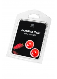 Набор из 2 шариков с массажным маслом Brazilian Balls с ароматом клубники - Secret Play - купить с доставкой в Курске