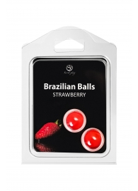 Набор из 2 шариков с массажным маслом Brazilian Balls с ароматом клубники - Secret Play - купить с доставкой в Курске