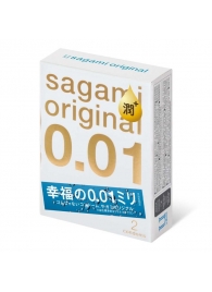 Увлажнённые презервативы Sagami Original 0.01 Extra Lub - 2 шт. - Sagami - купить с доставкой в Курске