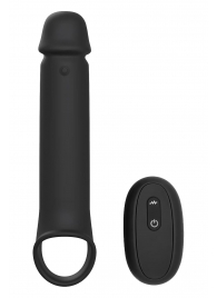Черная насадка-удлинитель с вибрацией Vibrating Extender With Remote - Dream Toys - в Курске купить с доставкой