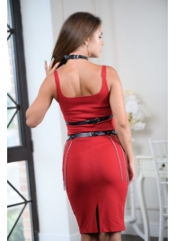 Черно-серебристая портупея-юбка plus size с цепочками - БДСМ Арсенал - купить с доставкой в Курске