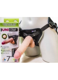 Страпон-унисекс с двумя насадками UNI strap 7  Harness - 19 и 16 см. - LOVETOY (А-Полимер) - купить с доставкой в Курске