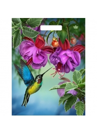 Пакет с принтом в виде колибри в цветах с вырубной ручкой (31х40 см) - Сима-Ленд - купить с доставкой в Курске