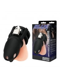 Черная клетка для пениса Silicone Small 2 in Cock Cage With Ball Divider - BlueLine - купить с доставкой в Курске