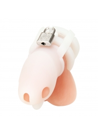 Белая клетка для пениса Silicone Small 2 in Cock Cage With Ball Divider - BlueLine - купить с доставкой в Курске