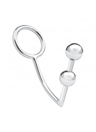 Кольцо на пенис с анальным стимулятором Two Bead Stainless Steel Anal Hook   Cock Ring - BlueLine - в Курске купить с доставкой