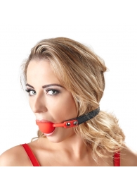 Силиконовый кляп-шар на чёрных ремешках Red Gag silicone - Orion - купить с доставкой в Курске