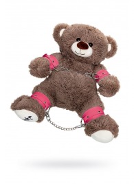 Бондажный набор: бурый мишка с розовыми оковами и наручниками - Pecado - купить с доставкой в Курске