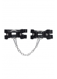 Черные кожаные оковы из двух ремешков - Pecado - купить с доставкой в Курске Черные кожаные оковы из двух ремешков - Pecado - купить с доставкой в Курске