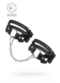 Черные кожаные оковы из двух ремешков - Pecado - купить с доставкой в Курске Черные кожаные оковы из двух ремешков - Pecado - купить с доставкой в Курске