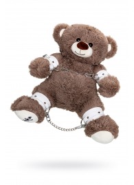 Бондажный набор: бурый мишка с белыми оковами и наручниками - Pecado - купить с доставкой в Курске