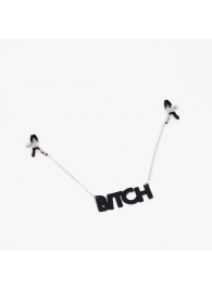 Зажимы на соски с кожаной подвеской Bitch - Crazy Handmade - купить с доставкой в Курске