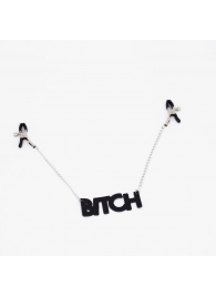 Зажимы на соски с кожаной подвеской Bitch - Crazy Handmade - купить с доставкой в Курске