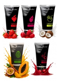 Набор из 5 съедобных лубрикантов JUJU (клубника, малина, тропические фрукты, вишня, кокос) - JuJu - купить с доставкой в Курске