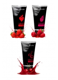 Набор из 3 съедобных лубрикантов JUJU (клубника, малина, вишня) - JuJu - купить с доставкой в Курске