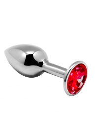 Серебристая анальная втулка Mini Metal Butt Plug Size M с красным кристаллом - Adrien Lastic в Курске Серебристая анальная втулка Mini Metal Butt Plug Size M с красным кристаллом - Adrien Lastic