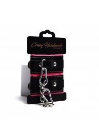 Черно-розовые скругленные наручники с мягкой подкладкой - Crazy Handmade - купить с доставкой в Курске Черно-розовые скругленные наручники с мягкой подкладкой - Crazy Handmade - купить с доставкой в Курске