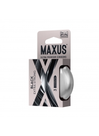 Черные утолщенные презервативы MAXUS Extra Strong с железным кейсом - 3 шт. - Maxus - купить с доставкой в Курске