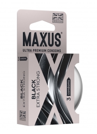 Черные утолщенные презервативы MAXUS Extra Strong с железным кейсом - 3 шт. - Maxus - купить с доставкой в Курске