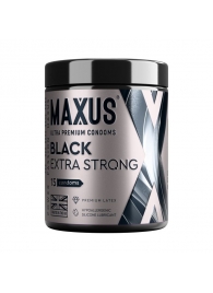 Черные утолщенные презервативы MAXUS Extra Strong с железным кейсом - 15 шт. - Maxus - купить с доставкой в Курске