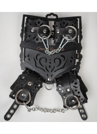 Черный ажурный кожаный набор фиксаций - Crazy Handmade - купить с доставкой в Курске Черный ажурный кожаный набор фиксаций - Crazy Handmade - купить с доставкой в Курске
