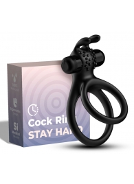 Черное эрекционное виброкольцо с подхватом мошонки Stay Hard - Boys of Toys - в Курске купить с доставкой