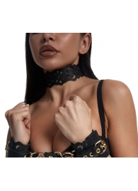 Черный ажурный чокер с золотистой фурнитурой - Crazy Handmade - купить с доставкой в Курске