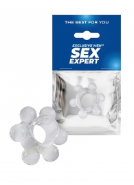 Прозрачное эрекционное кольцо с 6 стимулирующими шариками - Sex Expert - в Курске купить с доставкой