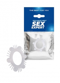 Эластичное эрекционное кольцо с шипиками и шариками - Sex Expert - в Курске купить с доставкой