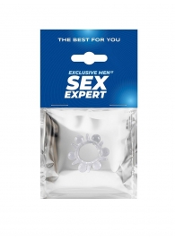 Прозрачное эрекционное кольцо с шариками и шипами - Sex Expert - в Курске купить с доставкой