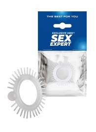 Эластичное эрекционное кольцо с шипиками и шариком - Sex Expert - в Курске купить с доставкой