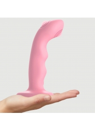 Розовая насадка-стимулятор Strap-On-Me Tapping Dildo Wave - Strap-on-me - купить с доставкой в Курске