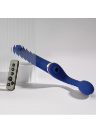 Синий безремневой страпон Multi Orgasm Bendable Strap-On size L с клиторальной стимуляцией - Strap-on-me - купить с доставкой в Курске